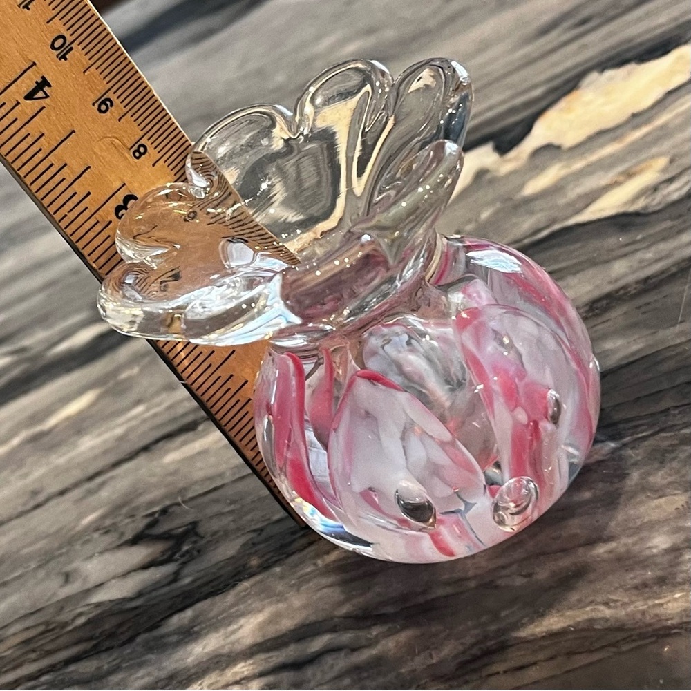 Bart Zimmerman Pink Controlled Bubble Ruffled Paperweight Bud Vase - Picture 9 of 10